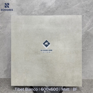  Gạch Ấn Độ 60x60 Màu Xám Xi Măng IN15M Tibet Bianco Bề Mặt Mờ