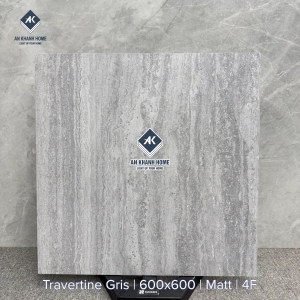 Gạch 60x60 vân travertine màu xám đậm mờ 