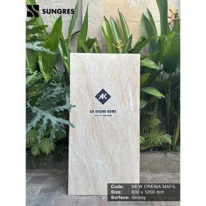 Gạch Ấn Độ 60x120 Vân Đá Màu Vàng Crema Mafil AK 12022 Bề Mặt Bóng