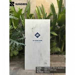 Gạch Ấn Độ 60x120 Xám Vân sóng Antique Onyx Bianco Bề Mặt Siêu Bóng