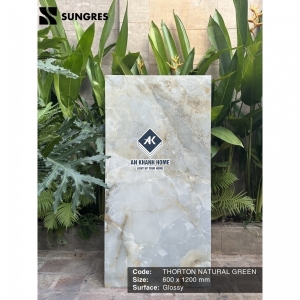 Gạch Ấn Độ 60x120 Xanh Vân Đá Thorton Natural Green Bề Mặt Siêu Bóng