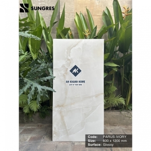 Gạch Ấn Độ 60x120 Kem Vàng Onyx Parus Ivory Bề Mặt Bóng