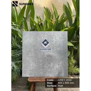  Gạch Ấn Độ 60x60 Màu Xám Xi Măng Grey 2034 Bề Mặt Mờ Sần Chống Trượt Tốt