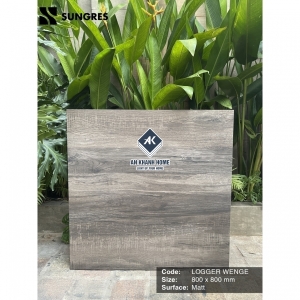 Gạch Ấn Độ 80x80 Vân Gỗ Nâu Đậm Logger Wenge AK-80.004M Bề Mặt Mờ