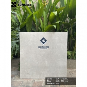 Gạch Ấn Độ 80x80 Màu Xám Xi Măng Slate Nero AK-80.020M Bề Mặt Mờ