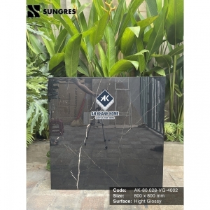 Gạch Ấn Độ 80x80 Màu Đen Vân Đá Marble Golden Line Black AK-80.028 Bề Mặt Siêu Bóng