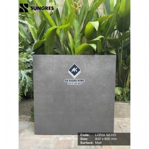 Gạch Ấn Độ 80x80 Màu Xám Xi Măng Đậm Loria Nero AK-88.36M Bề Mặt Mờ