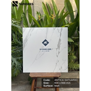 Gạch Ấn Độ 60x60 Màu Trắng Vân Khói Antica Satuario Bề Mặt Mờ 