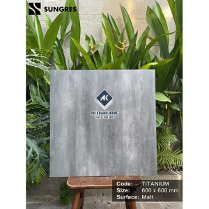Gạch Ấn Độ 60x60 Màu Xám Xi Măng Đậm Titanium B AK_60008M Bề Mặt Mờ