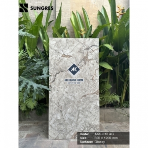 Gạch Ấn Độ 60x120 Kem Rạn Điểm Vàng AG Bề Mặt Siêu Bóng