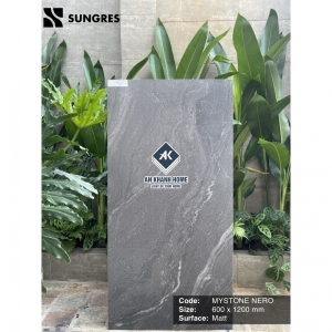 Gạch Ấn Độ 60x120 Xám Vân Sóng Mystone Nero Bề Mặt Mờ