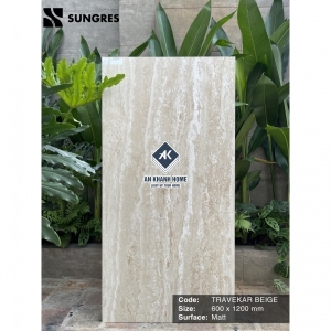 Gạch Ấn Độ 60x120 Màu kem vân Travertine Travekar Beige Bề Mặt Mờ