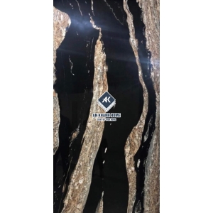 Gạch Ấn Độ 120x240 AVA-2403 Màu Đen vân đá vàng Bề Mặt Siêu Bóng