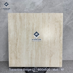 Gạch 60x60 vân travertine màu kem vàng mờ 