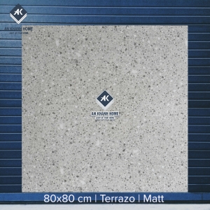 Gạch 80x80 Terrazzo màu xám nhạt hạt xám trắng hạt nhỏ mặt mờ