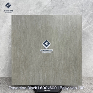 Gạch 60x60 vân travertine màu xám đen mờ mịn baby skin