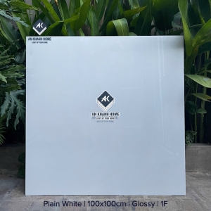 Gạch ấn độ 100x100 màu trắng Plain White bề mặt bóng