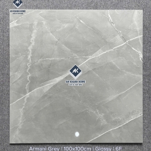 Gạch Ấn Độ 100x100 Màu Xám Nhạt Vân Đá Armani Grey Bề Mặt Bóng