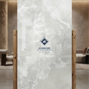 Gạch ấn độ 60x120 bóng kính vân đá Onyx xám nhạt