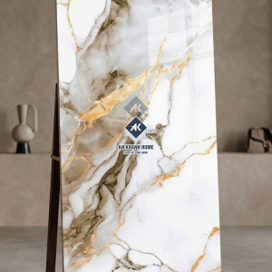 Gạch ấn độ 60x120 bóng kính vân đá trắng vàng đẹp