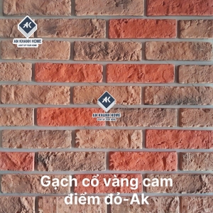 Gạch bê tông giả cổ vàng cam điểm đỏ