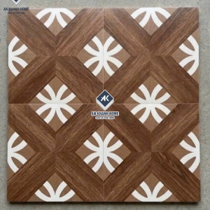 Gạch bông 30x30 hoạ tiết gỗ nhấn hoa đối xứng