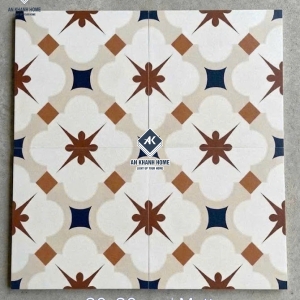 Gạch bông 30x30 hoạ tiết hình học đối xứng màu nâu xanh Navy