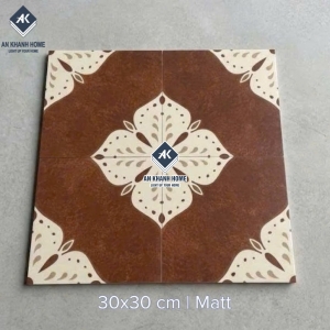 Gạch bông 30x30 men mờ hoạ tiết hoa 4 cánh cổ điển
