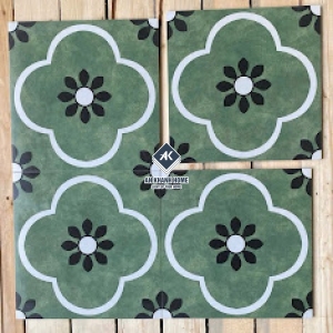 Gạch bông 30x30 xanh rêu hoa văn cổ điển           