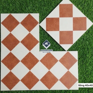 Gạch bông cổ điển 40x40 hoạ tiết caro đỏ trắng