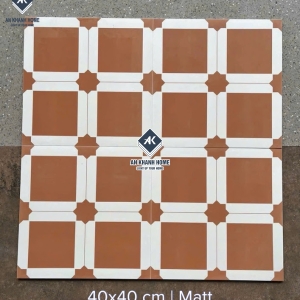 Gạch bông cổ điển 40x40 màu đỏ đất sang trọng