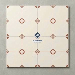 Gạch bông cổ điển 40x40 màu kem hoạ tiết nâu