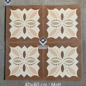Gạch bông cổ điển 40x40 vân gỗ hoạ tiết đối xứng