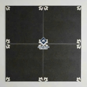 Gạch bông đen nhấn hoạ tiết góc 30x30cm