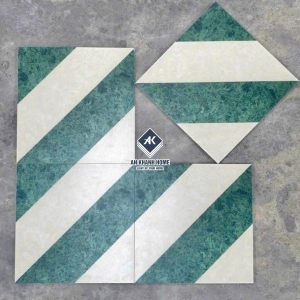 Gạch bông giả cổ 30x30 hoạ tiết viền xanh trắng