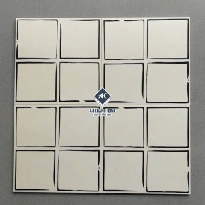 Gạch bông hoạ tiết ô vuông màu trắng kem 40x40cm