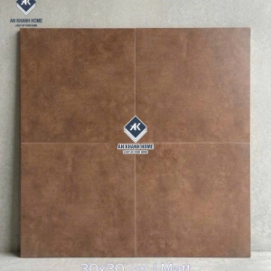 Gạch bông lát nền 30x30 men mờ nâu đất hiệu ứng giả cổ