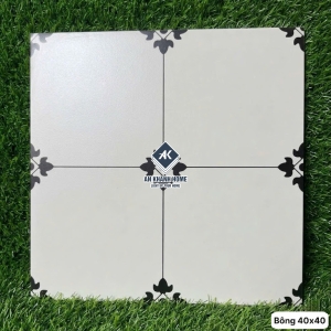 Gạch bông lát nền trắng đen 40x40 hoạ tiết cổ điển