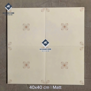 Gạch bông men 40x40 màu kem nhạt hoạ tiết tối giản