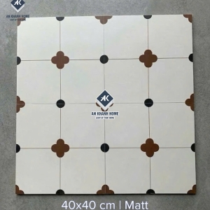 Gạch bông men mờ 40x40 hoạ tiết hoa văn cổ điển