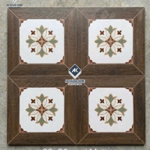 Gạch bông ốp lát 30x30cm hoạ tiết cổ điển phối viền gỗ