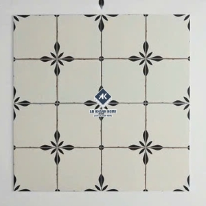 Gạch bông trắng hoa thị đen 30x30cm giả cổ