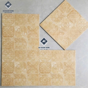 Gạch bông xương đá 40x40 màu vàng kem hoạ tiết cổ điển