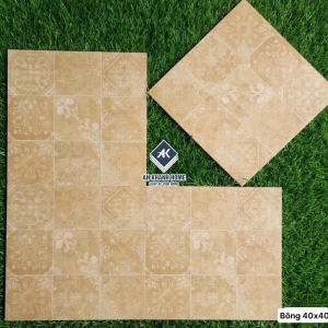 Gạch bông xương đá 40x40 màu vàng kem hoạ tiết cổ điển