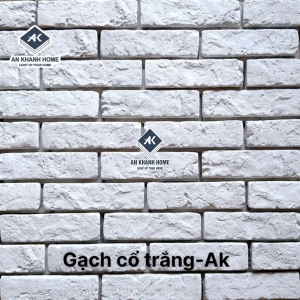 Gạch cổ bê tông màu trắng ốp tường