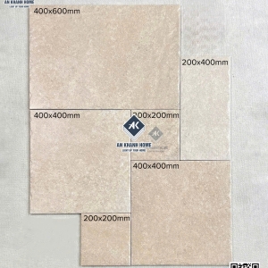 Gạch ghép nhiều modul mix đa kích thước vân đá màu kem
