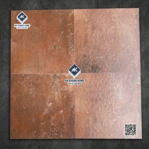 Gạch giả cổ 40x40 đá nhám mờ hiệu ứng màu nâu loang đỏ