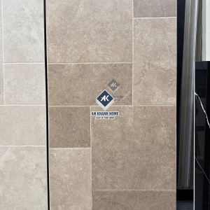 Gạch giả đá ghép Modul 60x120 vân đá Travertine màu nâu hiệu ứng       