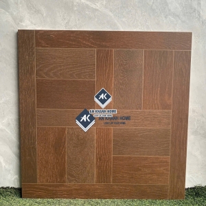 Gạch giả gỗ nâu óc chó 60x60 hoạ tiết ngang dọc               