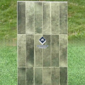 Gạch giả thẻ lượn sóng 40x80 mix màu xanh rêu